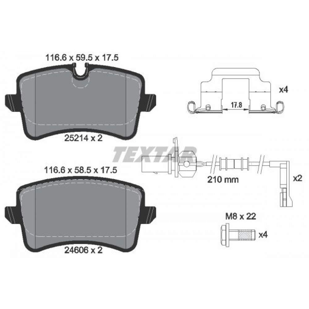 Колодки гальмівні (задні) Audi A6/A7 10- (Lucas;300mm) Q+ (з датчиком L=210mm)