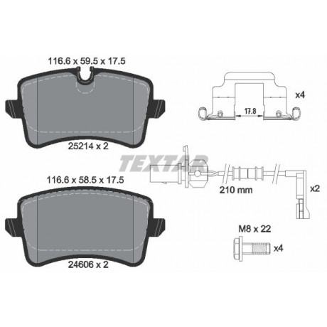 Колодки гальмівні (задні) Audi A6/A7 10- (Lucas;300mm) Q+ (з датчиком L=210mm)