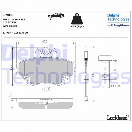 Колодки гальмівні (передні) Dacia Logan 04-/Renault Symbol/Clio/Megane/Peugeot 309 (з датчиком) (TRW)