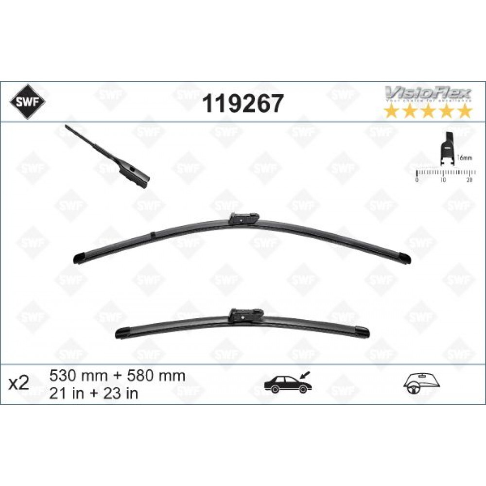Щітки склоочисника (580/530mm) Porsche 718/911/Boxster/Cayman 11-