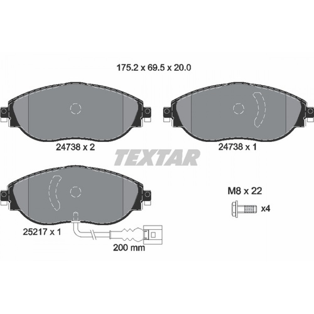 Колодки гальмівні (передні) Audi A3/Skoda Octavia III/VW Passat/Golf 13- (TRW) Q+ (з датчиком)