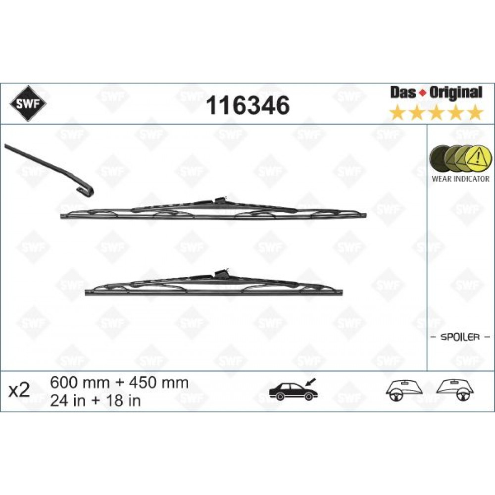 Щітки склоочисника (600/450mm) Renault Megane II/Citroen C2/C3 02-