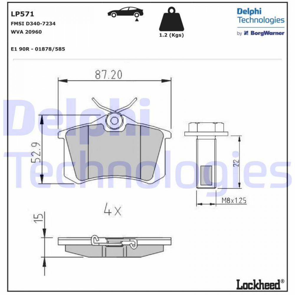 Колодки гальмівні (задні) VW Golf/Passat 83-02/ Peugeot 405 87-96 (TRW)