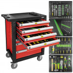 Візок з інструментами на колесах JBM (470x700x970mm) (червона) на 7 ящиків 