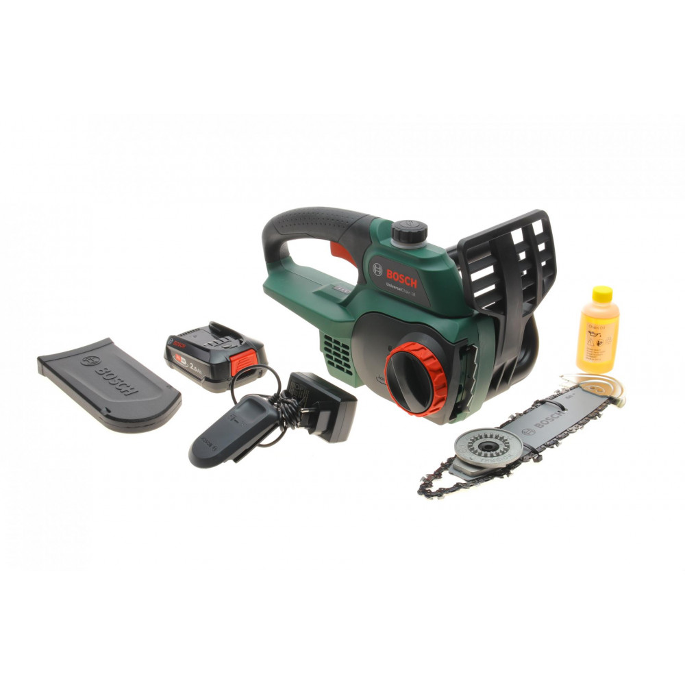 Пилка ланцюгова UniversalChain 18 (18V/2.5A/h) З автомат. змащенням ланцюга + мастило