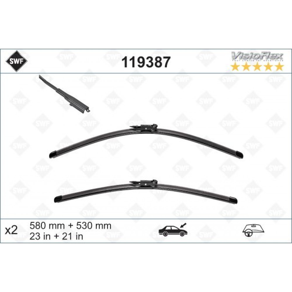 Щітки склоочисника (580/530мм) Smart ForTwo 07-