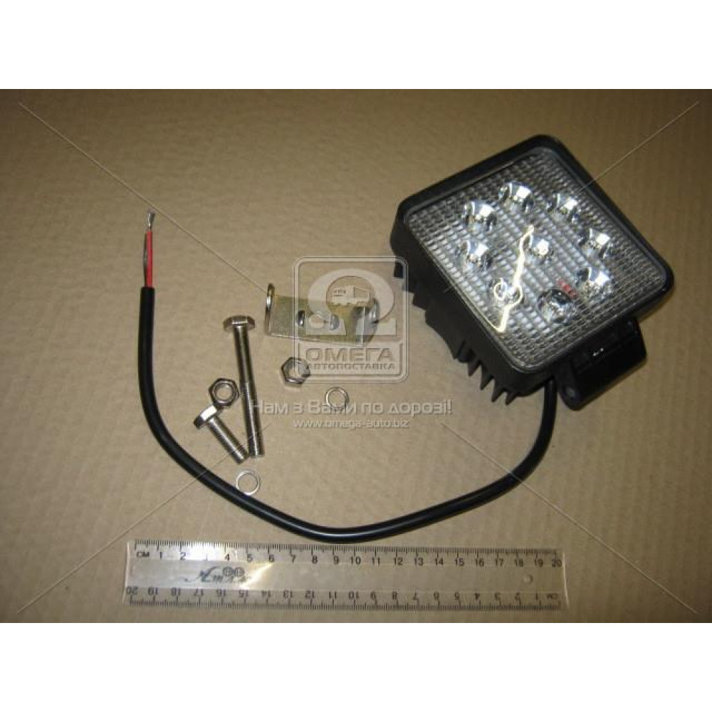 Фара LED квадр. 27W, 9 ламп, 110*164мм, 1800Lm широкий луч 12/24V 6000K (ТМ JUBANA)