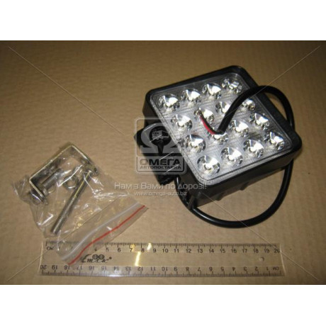Фара LED квадратная 48W, 16 ламп, 110*164мм, 3300Lm узкий луч 12/24V 6000K (ТМ JUBANA)