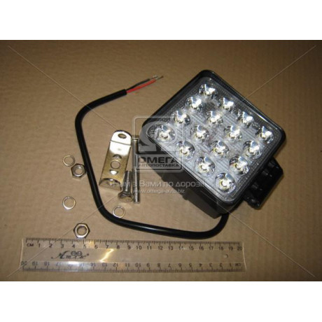 Фара LED квадратная 48W, 16 ламп, 110*110мм, 3300Lm широкий луч 12/24V 6000K (ТМ JUBANA)