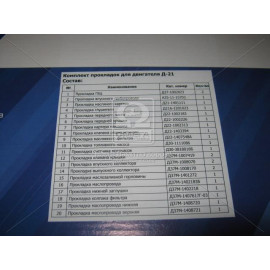 Р/к прокладок двигателя Д 21(Т 16) (полный)(МОТОРДЕТАЛЬ)