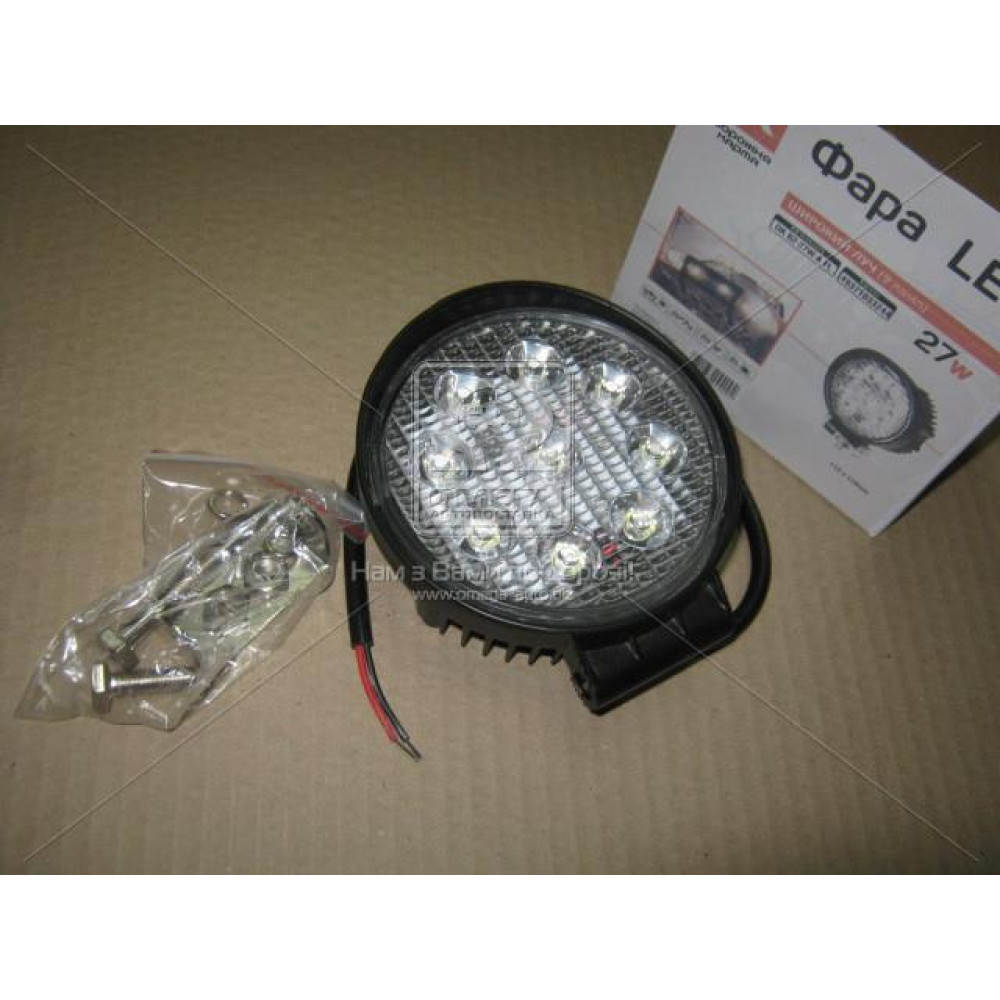 Фара LED круглая 27W, 9 ламп, 110*128мм, широкий луч <ДК>
