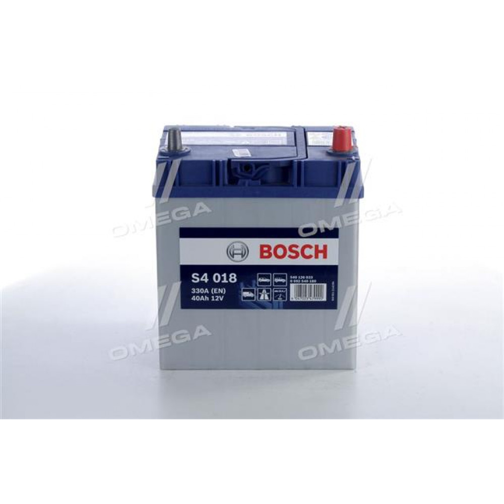 Акумулятор   40Ah-12v BOSCH (S4018) (187x127x227),R,EN330( Азия) тонк.клеммы !КАТ. -15%