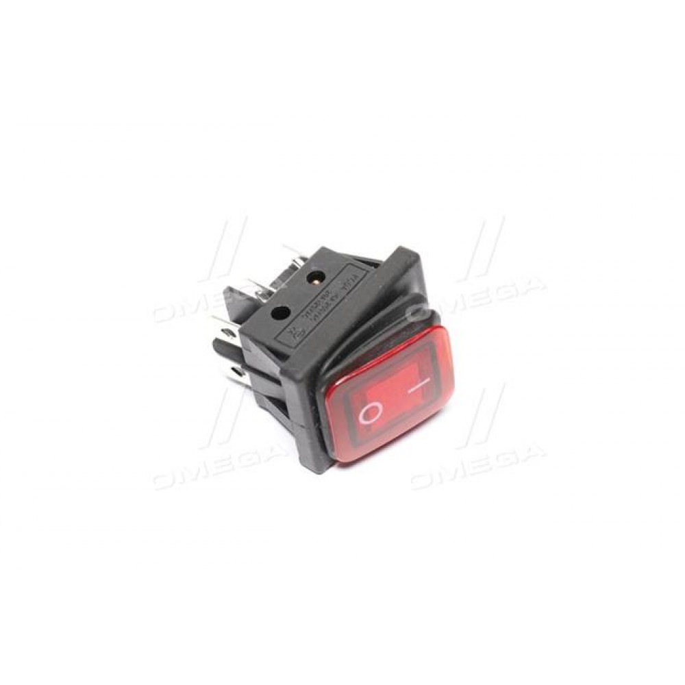 Перемикач клавішний герметичний ON-OFF 6к-т., підсвічування LED (12V), червоний (ви-во Китай)