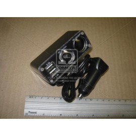 Розгалужувач в прикурювач на два гнізда + 2 USB, 1А/2,1А (ви-во Китай)