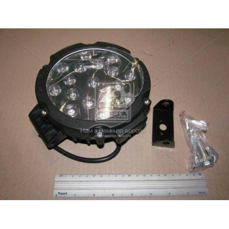Фара LED круглая 51W, 17 ламп, 180*165*45мм, узкий луч 12/24V (BLACK) (Китай)