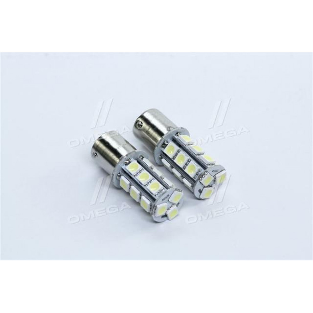 Лампа LED указателей поворотов и стоп-сигналов (18SMD) BA15S 12V WHITE 2шт. блистер <TEMPEST>