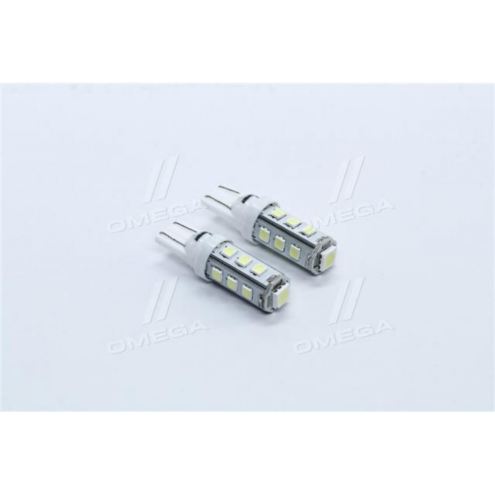 Лампа LED б/ц габарит и панель приборов T10 13SMD W5W 12V WHITE2шт. блистер <TEMPEST>