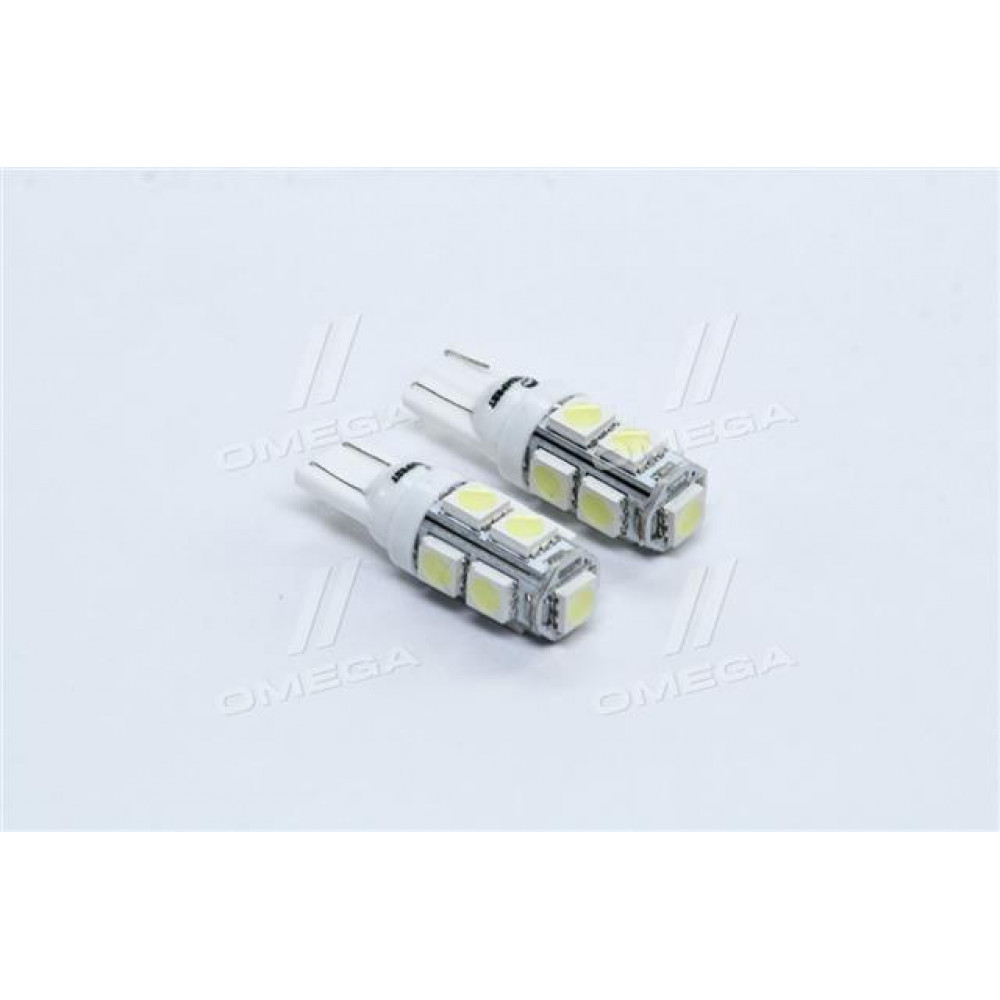 Лампа LED б/ц габарит и панель приборов T10 9SMD W5W 12V WHITE2шт. блистер <TEMPEST>