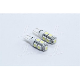 Лампа LED б/ц габарит и панель приборов T10 9SMD W5W 12V WHITE2шт. блистер <TEMPEST>