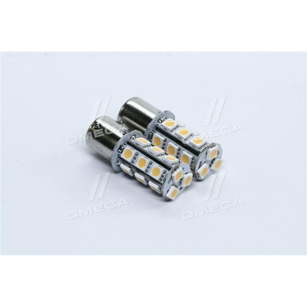 Лампа LED покажчиків поворотів і стоп-сигналів S25 (18SMD) BA15S 24V WHITE 2шт. Блістер <TEMPEST>