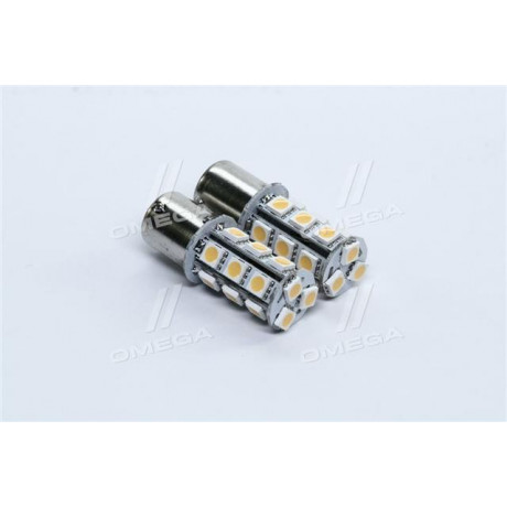 Лампа LED покажчиків поворотів і стоп-сигналів S25 (18SMD) BA15S 24V WHITE 2шт. Блістер <TEMPEST>