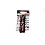 Набір головок торцевих YATO : квадрат 1/2", М8-32 мм, L= 38 мм, з тріщаткою. 19 шт., набір 