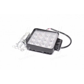 Фара LED квадратна 48W, 16 ламп, 105*105*40мм, вузький промінь 12/24V (Китай)