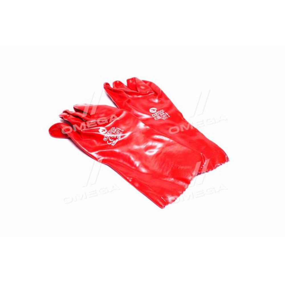 Перчатка маслостойкая х/б трикотаж покрытая PVC, 35см (красная) 120пар/ящик(про-во INTERTOOL)