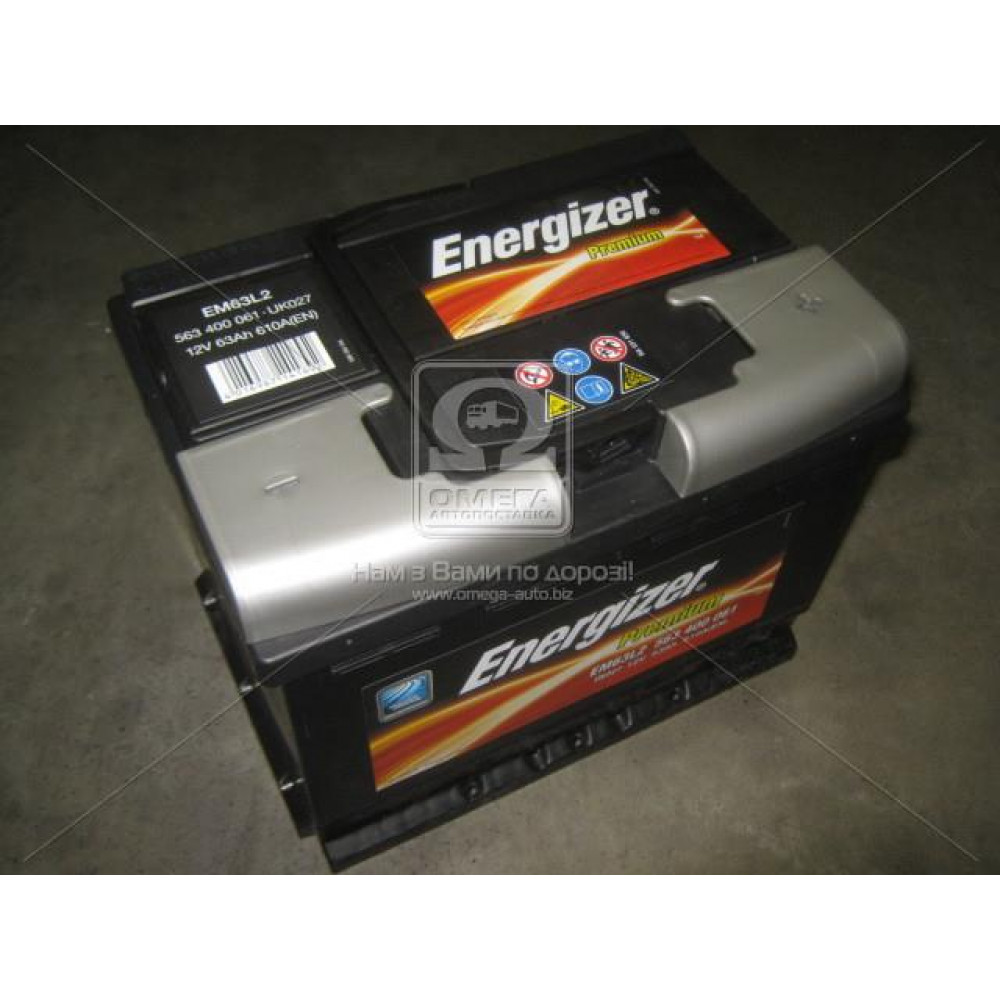 Аккумулятор   63Ah-12v Energizer Prem.(242х175х190), R,EN610