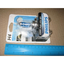 Лампа накалу H4 12V 60/55W P43t-38 Cristal Vision 1шт blister 4300K (вир-во Philips)  Лампа накалу H4 12V 60/55W P43t-38 Cristal Vision 1шт blister 4300K (вир-во Philips)