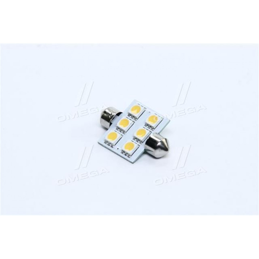 Лампа LED софитная C5W 24V T11x36-S8.5 (6 SMD size5050) WARM WHITE  <TEMPEST>