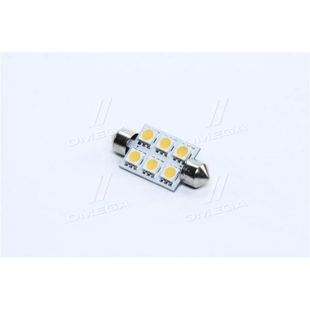 Лампа LED софитная C5W 24V T11x39-S8.5 (6 SMD size5050) WARM WHITE  <TEMPEST>