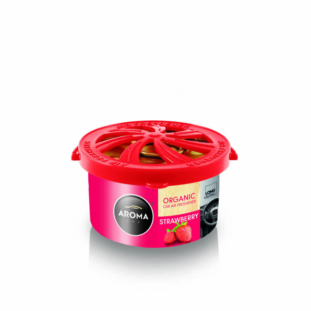AROMA  Ароматизатор  Car Organic 40g - STAWBERRY (48шт.) консерва 