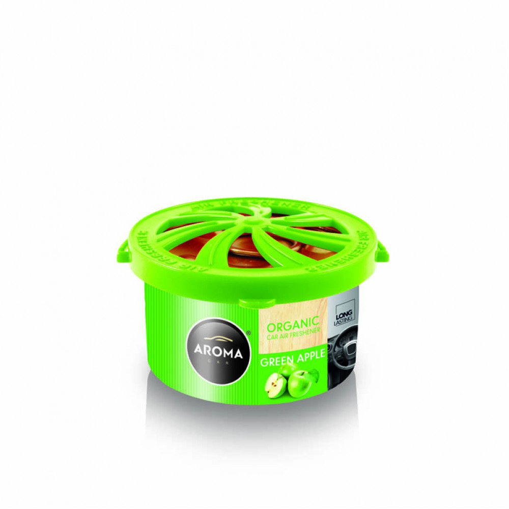 AROMA  Ароматизатор  Car Organic 40g - GREEN APPLE (48шт.) консерва 