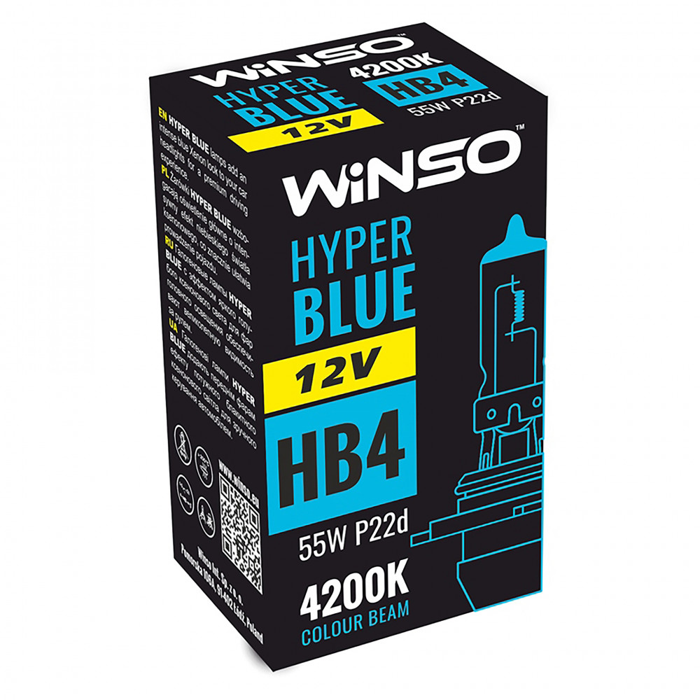12V HB4 HYPER BLUE 4200K 55W P22d WINSO