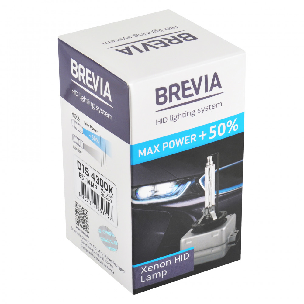 BREVIA Автолампа D1S +50%,4300K,85V,35W PK32d-2, (1шт.)  XENON