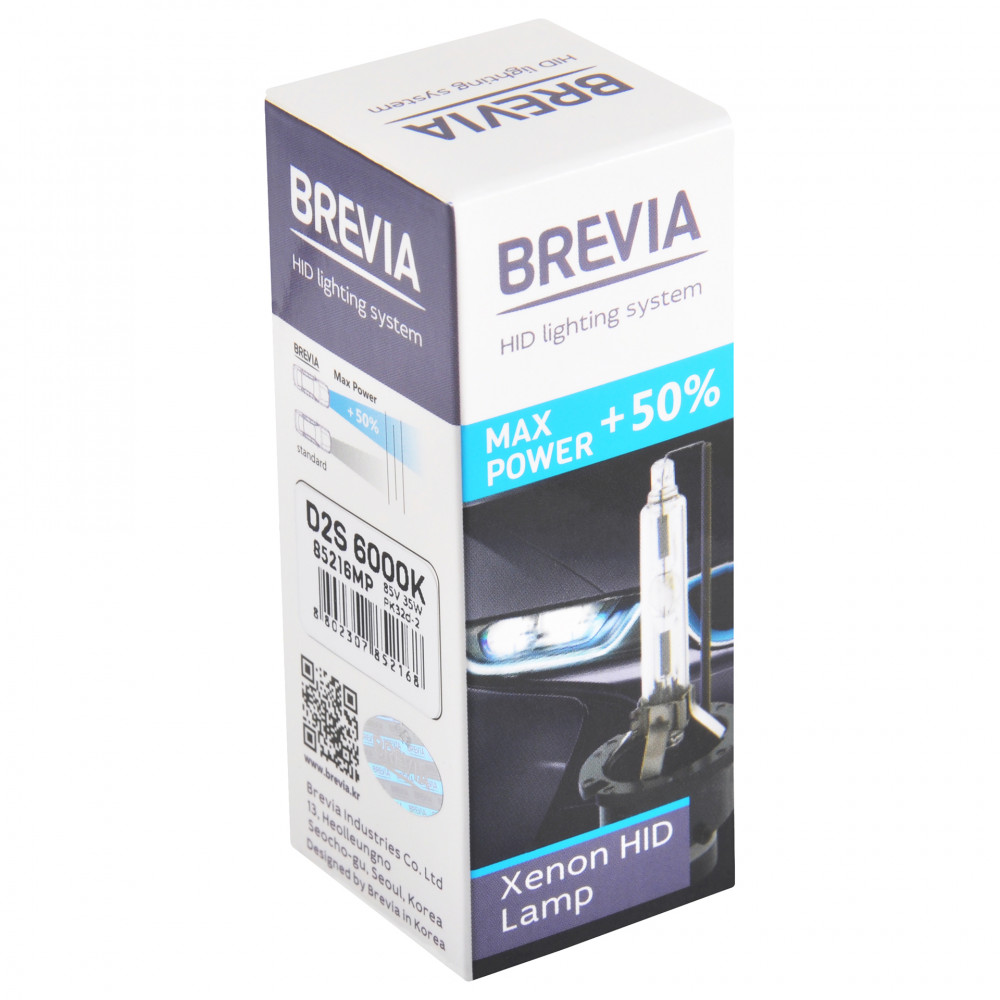 BREVIA Автолампа D2S +50%,6000K,85V,35W PK32d-2, (1шт.)  XENON