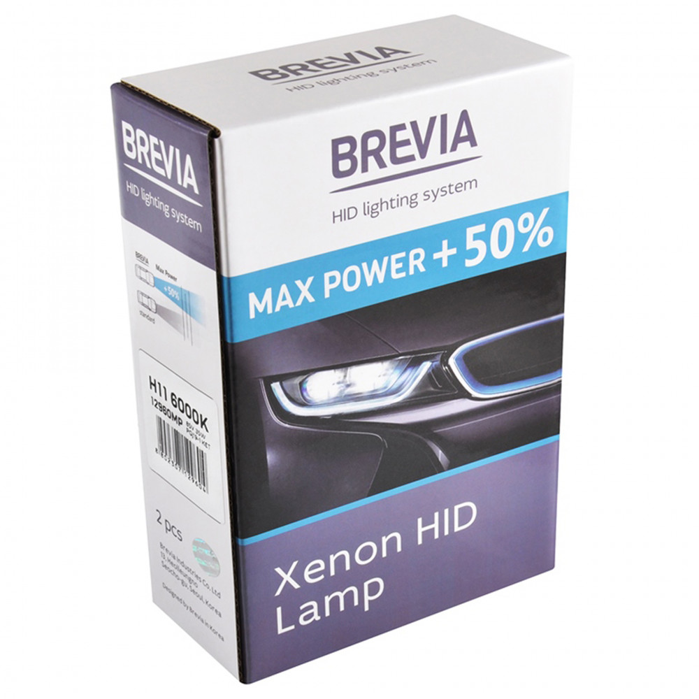 BREVIA Автолампа H11+50%,6000K,85V,35W PGJ19-2 KET, (2шт.) XENON