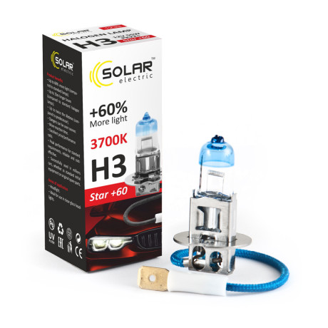 SOLAR Автолампа H3 12V 55W PK22s Starlight + 60% (1000 шт.)