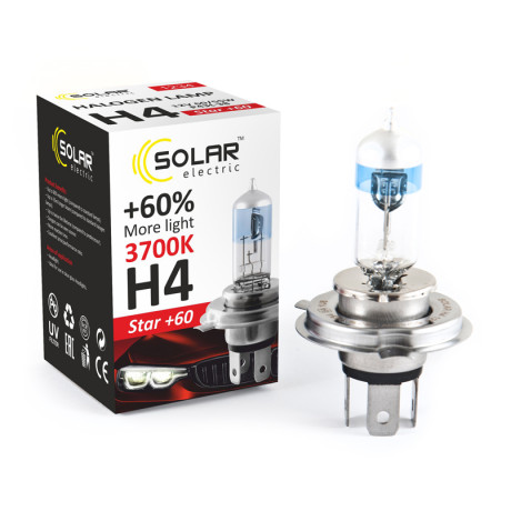 SOLAR Автолампа H4 12V 60/55W P43t-38 Starlight + 60% (200 шт.)