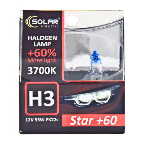 SOLAR Автолампа H3 12V 55W PK22s Starlight + 60%, SET (10/100шт.)
