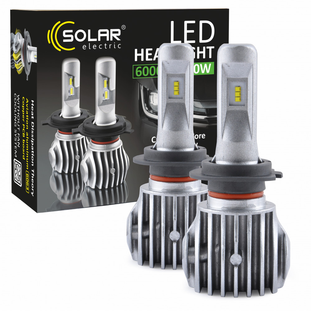 SOLAR LED H7 CANBUS 12/24V 6500K 6000Lm 50W Cree Chip 1860 (50шт.)