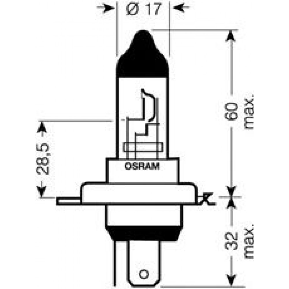 64193-BLI OSRAM ЛАМПА H4 12V 60W P43t BLI STANDARD