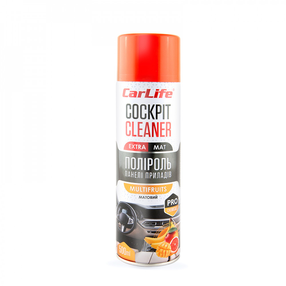 CARLIFE Поліроль панелі приладів Мультифрукт. Cockpit Cleaner EXTRA MAT 500ml (24шт/ящ)