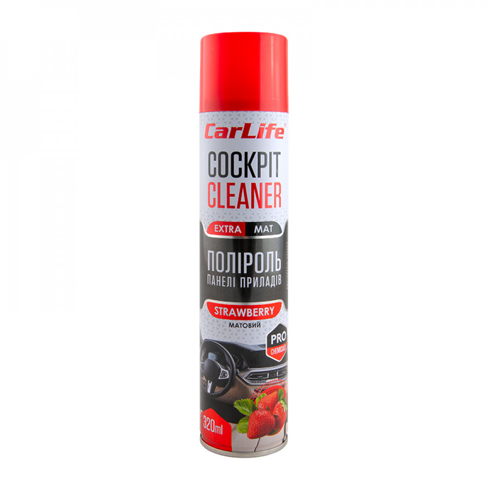 CARLIFE Поліроль панелі приладів Полуниця. Cockpit Cleaner EXTRA MAT 320ml (24шт/ящ)