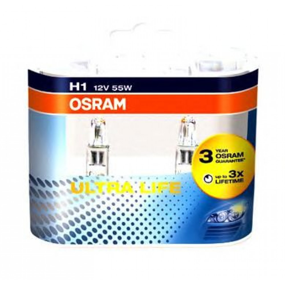 64150ULT-HCB OSRAM ЛАМПА H1 55W 12V P14,5S 10X2BOX ULTRALIFE