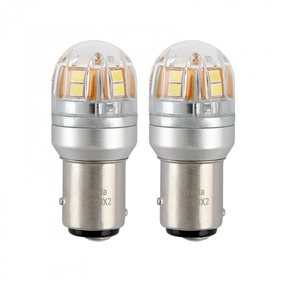 BREVIA Лампа світлодіодна Brevia S-Power P21/5W 330Lm 15x2835SMD 12/24V CANbus, 2шт. (20/200)