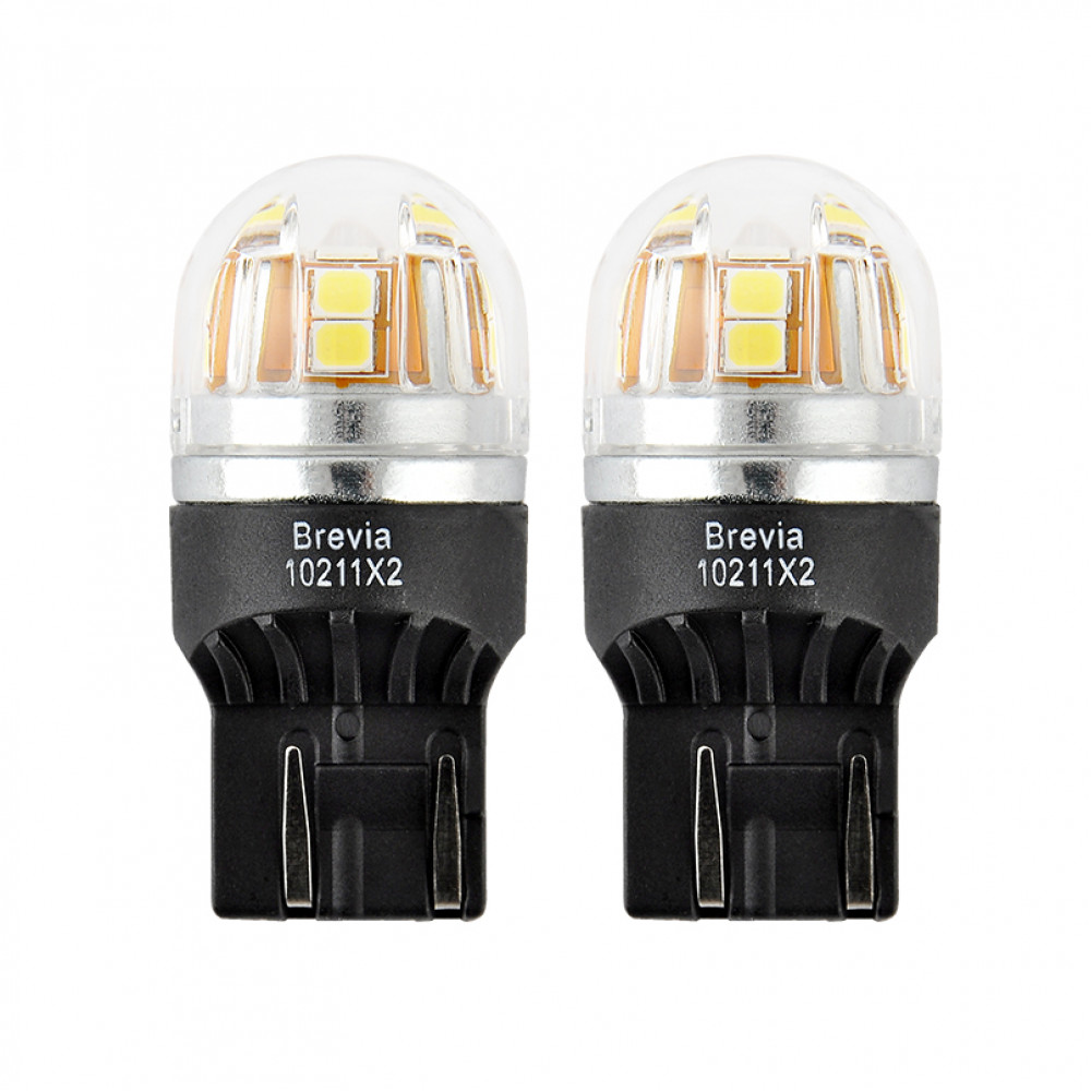 BREVIA Лампа світлодіодна Brevia S-Power W21/5W 330Lm 15x2835SMD 12/24V CANbus, 2шт. (20/200)