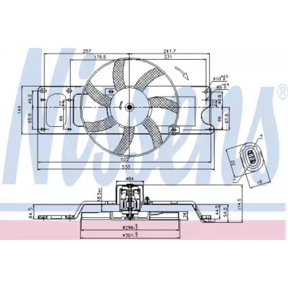 Вентилятор двигателя DACIA LOGAN I 1.4/1.6 (пр-во Nissens)