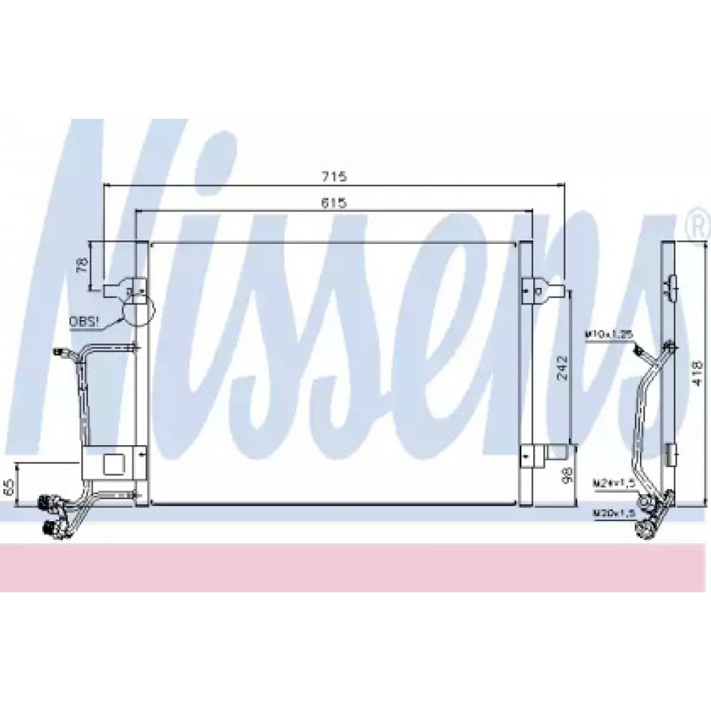 Конденсатор кондиционера AUDI; VW (пр-во Nissens)